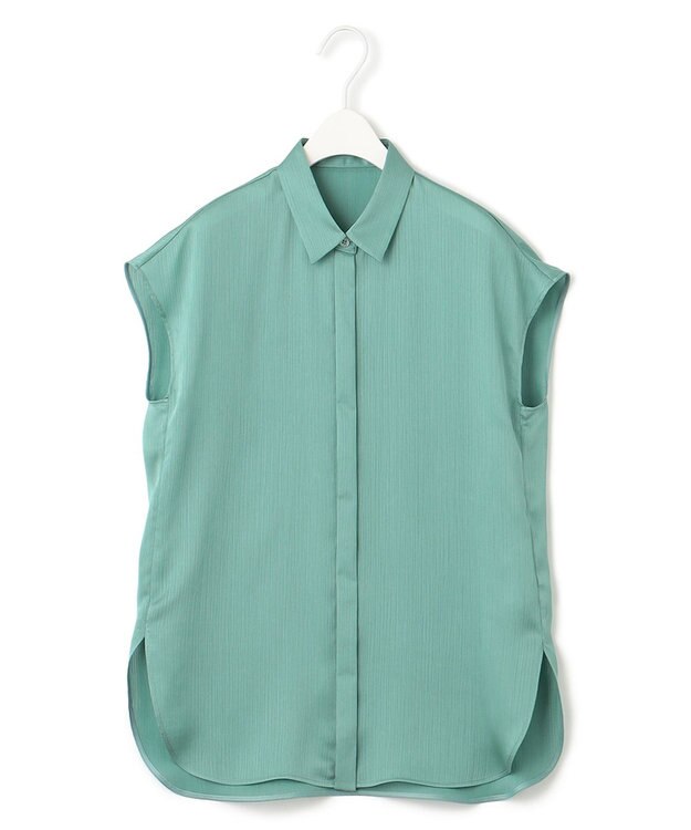 ICB 【接触冷感・洗える】サテンヨウリュウ フレンチスリーブシャツ セラドン系