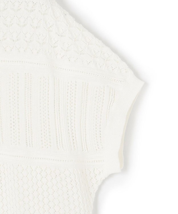 23区 【洗える】リネンコットンドライ 透かし編み ニット ホワイト系