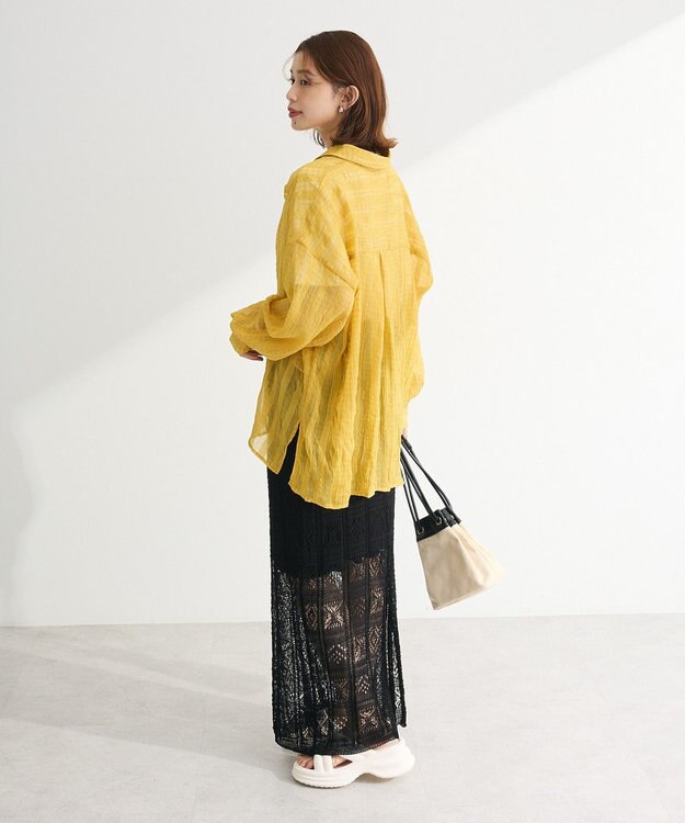 Green Parks シアーワッシャーロングスリーブシャツ Yellow