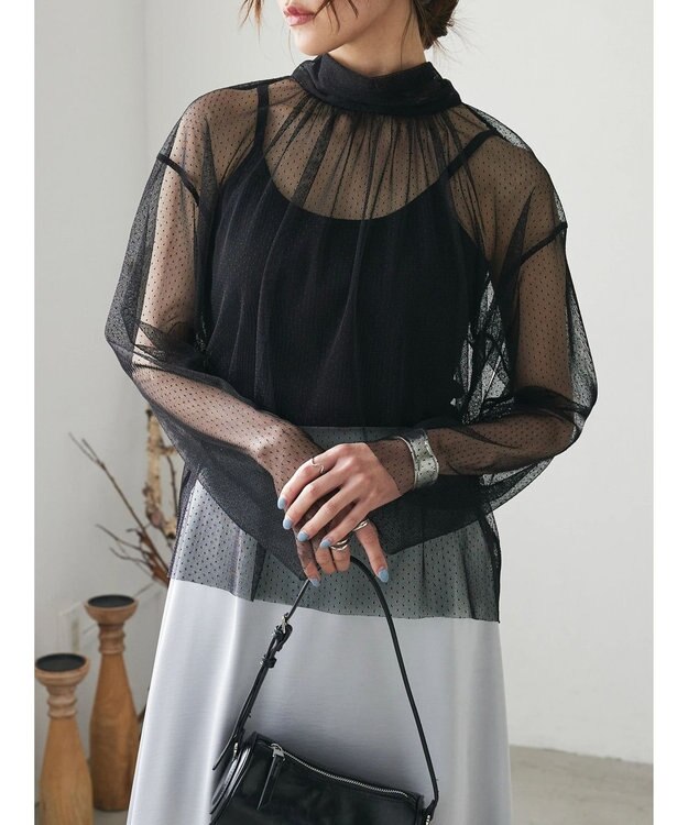 Green Parks AnriettMusee ドットチュール２ＷＡＹボウタイブラウス Black