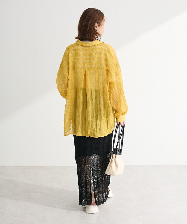 Green Parks シアーワッシャーロングスリーブシャツ Yellow