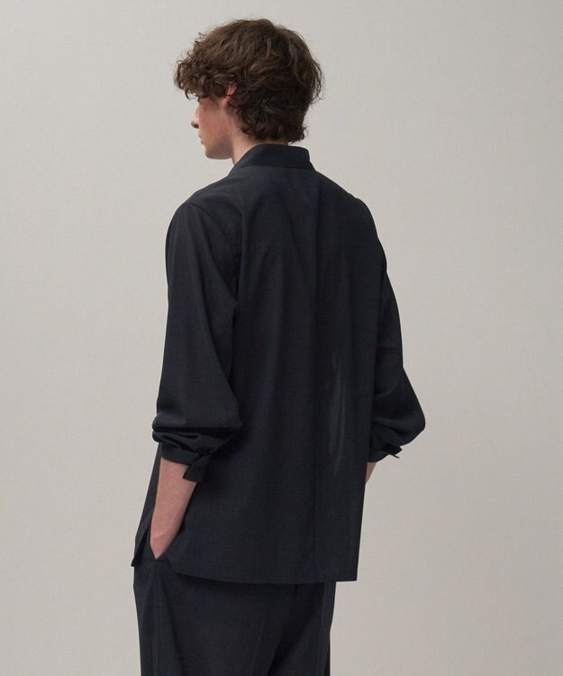 ATON TWIST WOOL GAUZE | ルーズフィットシャツ - UNISEX NAVY TOP