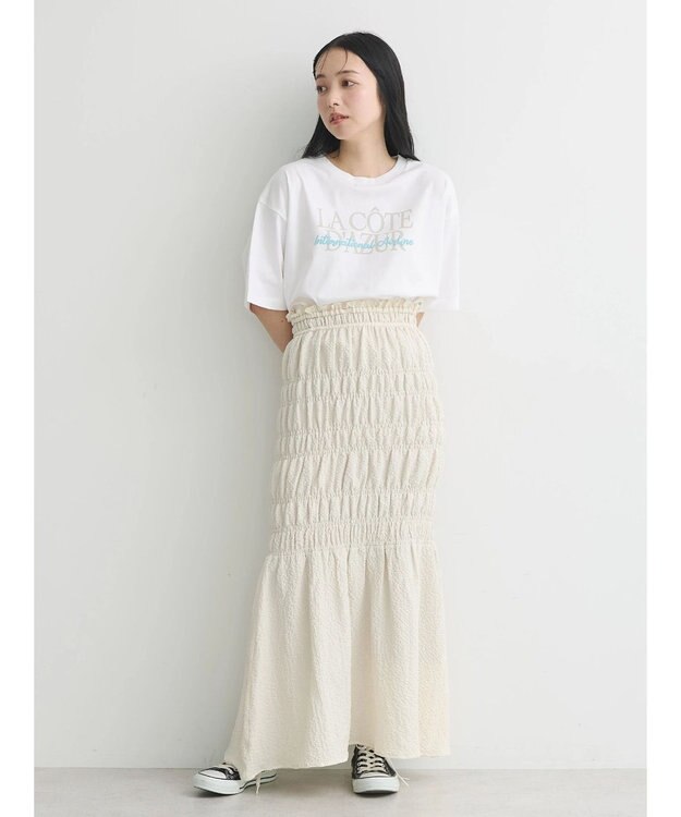 earth music&ecology ２ｗａｙシャーリングキャミワンピース Ivory