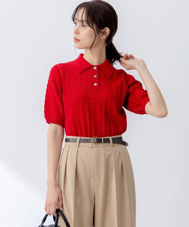 組曲 ツイストバックルレザーベルト ブラウン系