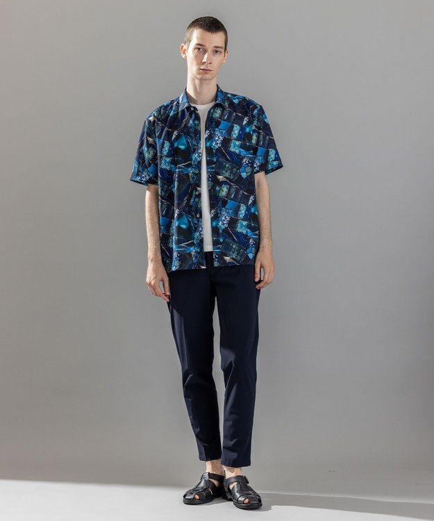 JOSEPH HOMME 新素材【接触冷感性/防しわ性/ストレッチ/洗える/撥水加工】トリコソリッドストレッチ ドロスト付きテーパードパンツ / PEGG CONVERTIBLE ネイビー系