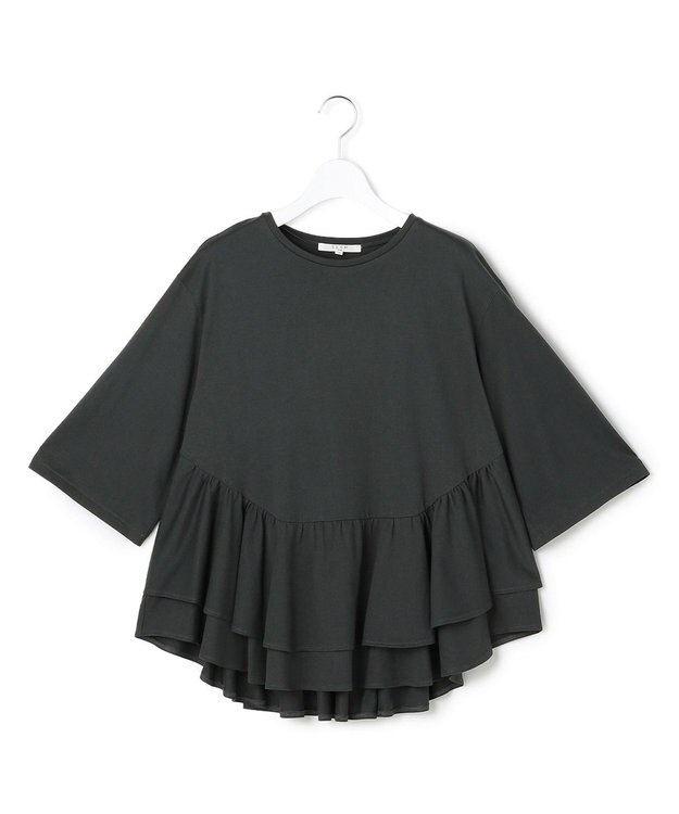 23区 【SLOW/一部店舗限定】ペプラムデザイン Tシャツ スレート系