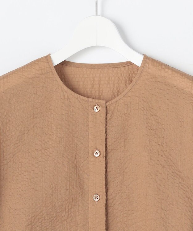 自由区 S 【羽織れる・涼やか】エアリーコットンリップボリュームスリーブ ブラウス ベージュ