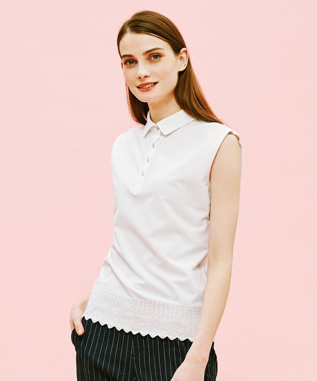 23区GOLF 【WOMEN】カノコ刺繍 ノースリーブ シャツ ホワイト系