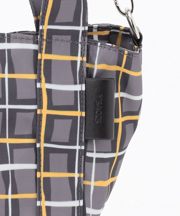 Y'SACCS ドローイングチェック 2WAYトートバッグ グレー