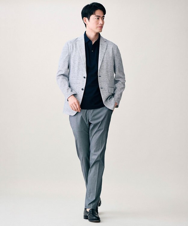 JOSEPH ABBOUD 【ウエストも伸びる夏パンツ!/ストレッチ/軽量/Eco撥水/オーガニックコットン使用】マイクロピケストレッチ パンツ グレー系8