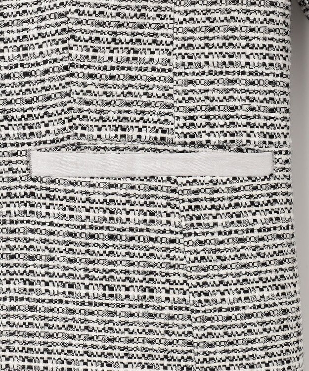 23区 S 【セットアップ対応】ライトシャインツイード ノーカラー ジャケット ブラック系