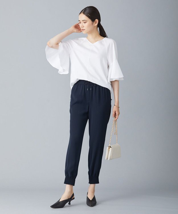 ICB 【洗える】コットンサテン　フレアスリーブブラウス オフホワイト系