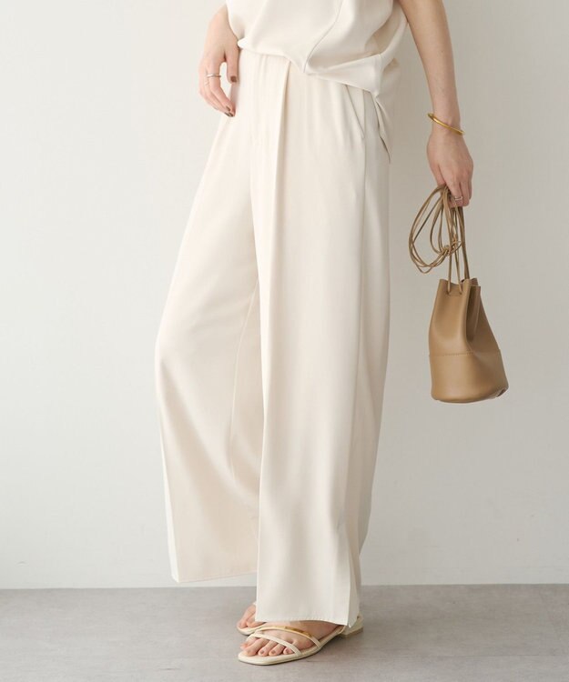 YECCA VECCA 【接触冷感】COOLスリットワイドパンツ Ivory