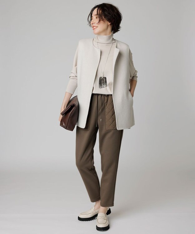 UNFILO 【撥水】ウール混リバー ジレ ベージュ系