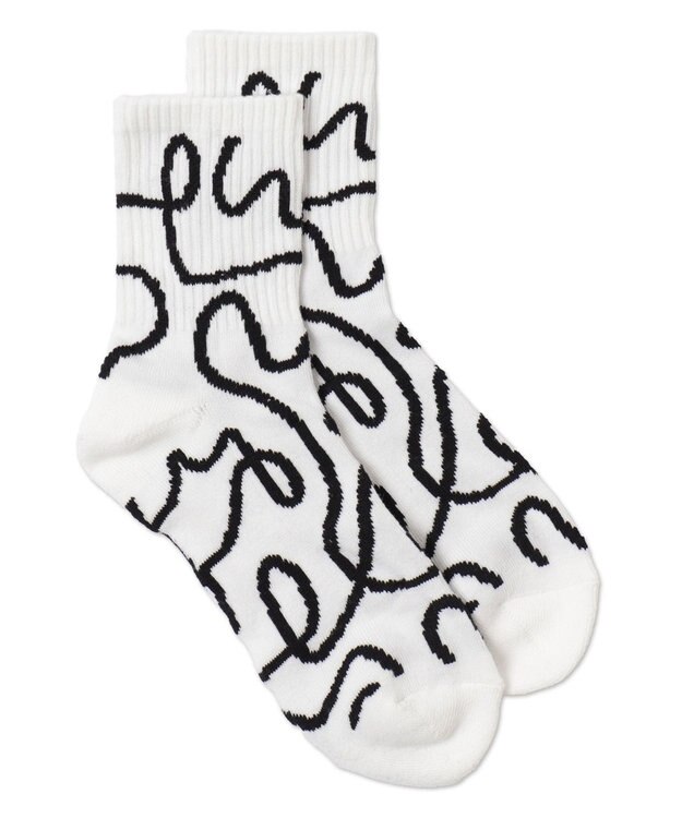 WEGO ニュアンスリブ底パイルクルーソックス ホワイト