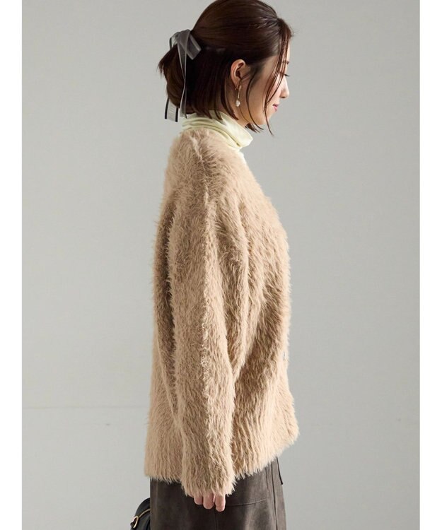 Te chichi シャギーVネックカーディガン キャメル