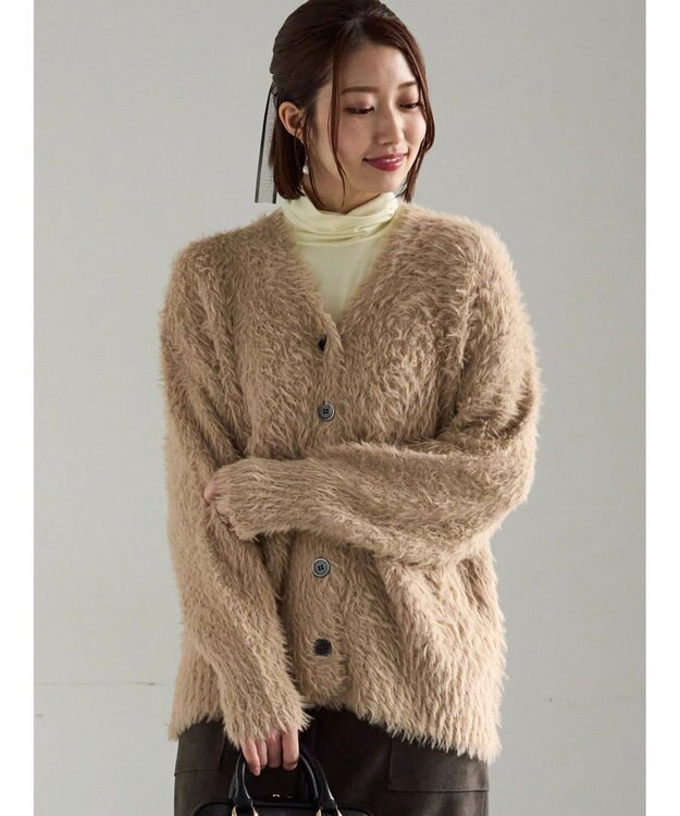 Te chichi シャギーVネックカーディガン キャメル