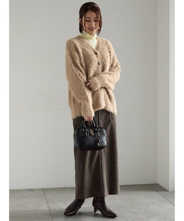 Te chichi シャギーVネックカーディガン キャメル