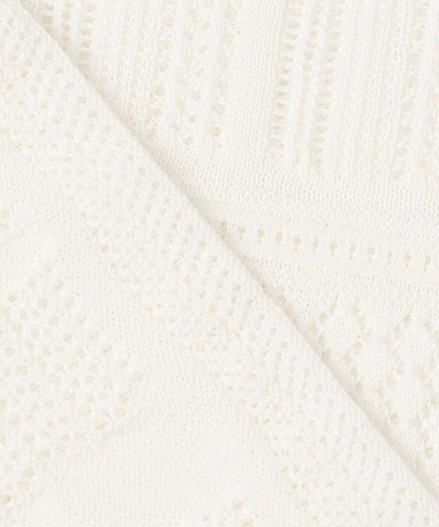 23区 【洗える】リネンコットンドライ 透かし編み ニット ホワイト系