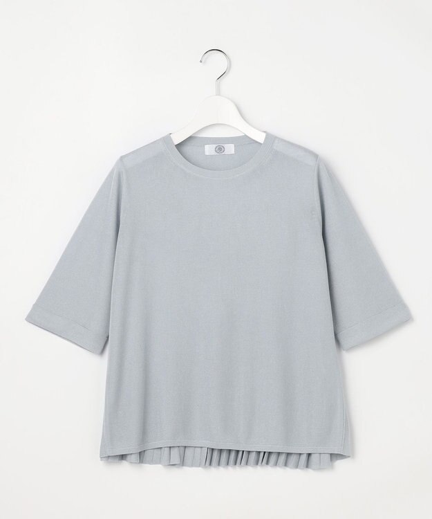 J.PRESS LADIES Vis/Pe スパーク バックプリーツ ニット グレイッシュブルー系