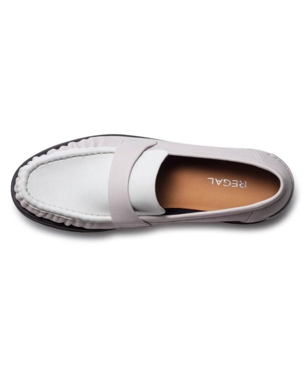 REGAL FOOT COMMUNITY 【リーガルレディース】F81R ギャザーローファー カジュアルシューズ グレーアイボリー