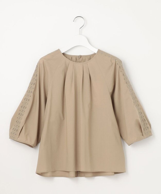 自由区 S 【洗える】エンブロイダリーブロードプルオーバー ブラウス シナモン