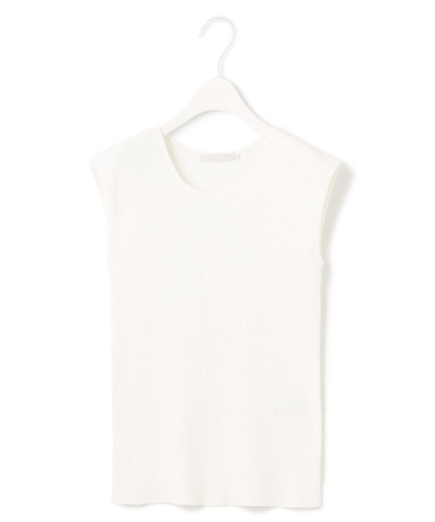 ICB L 【洗える】オーガニックコットンリブ ノースリーブニット オフホワイト系