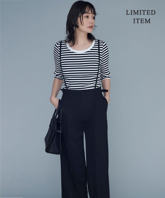 ICB 【2WAY・WEB限定・洗える】シルフィルダブルクロス サスペンダーパンツ ブラック系