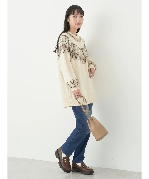 earth music&ecology オーロララメノルディックチュニック Ivory