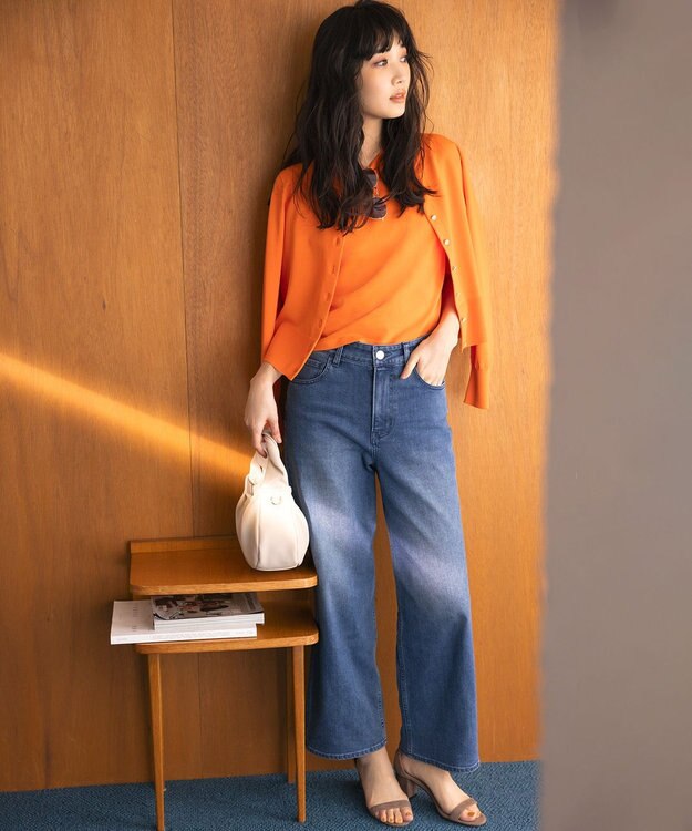 組曲 【UVケア・接触冷感】MINA ニットカーディガン オレンジ系