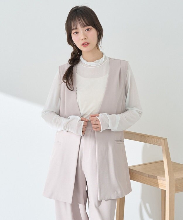 earth music&ecology ショルダータックジレ Beige