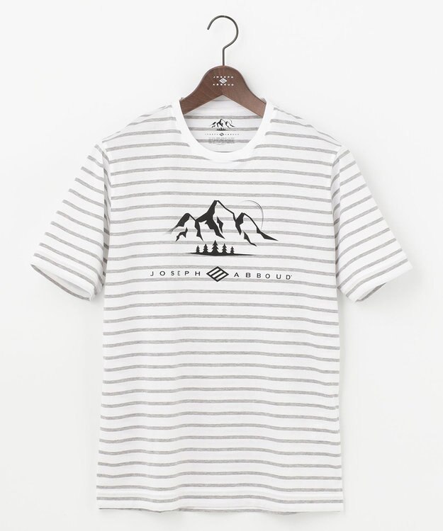 JOSEPH ABBOUD MOUNTAIN 【UNISEX】ギザンティ天竺ボーダー Tシャツ ライトグレー系2