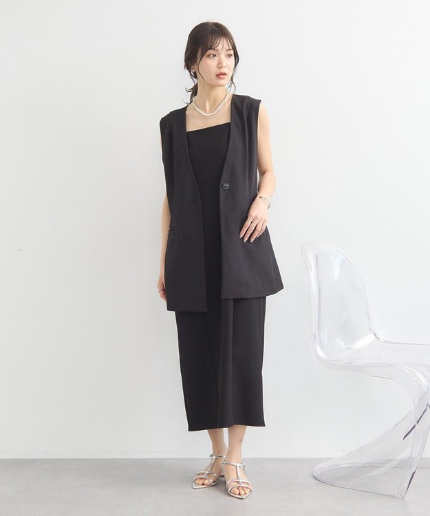 earth music&ecology ショルダータックジレ Black