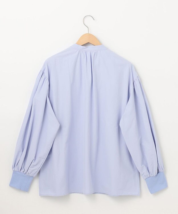 SHARE PARK LADIES スキッパーネックギャザーブラウス サックスブルー系