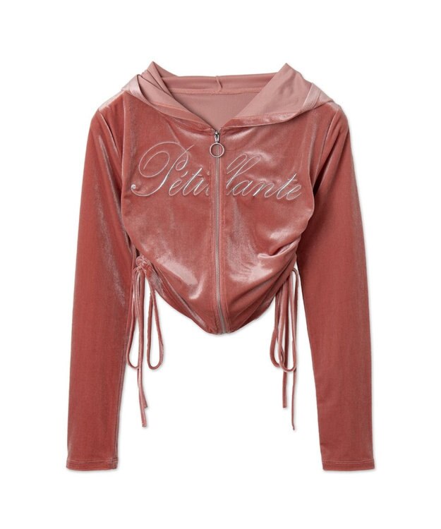 WEGO サイドドロストベロアパーカー ピンク