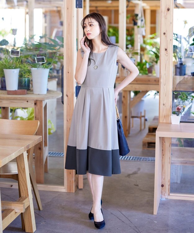 Tiaclasse L 【洗える】ボレロ＆ワンピースセット グレー×チャコール