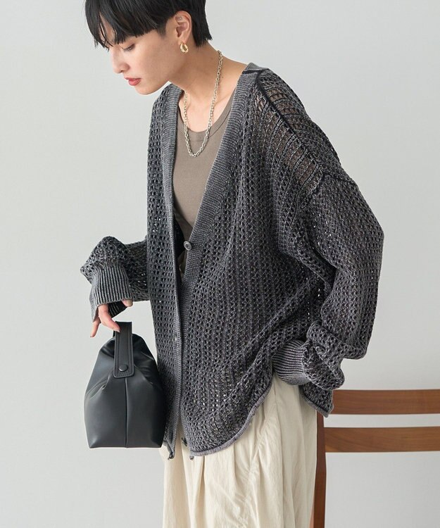 AMERICAN HOLIC メッシュカーディガン Charcoal Gray