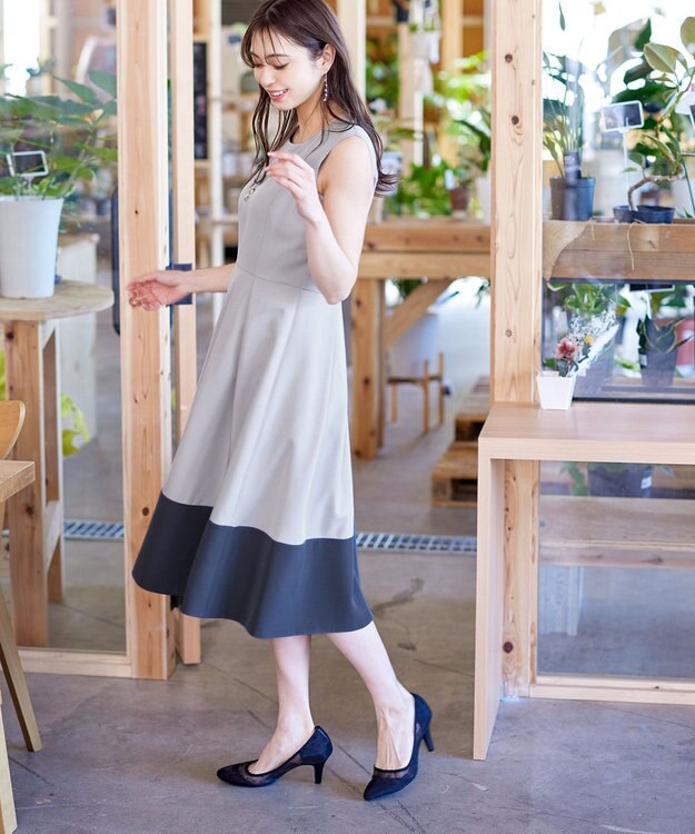 Tiaclasse L 【洗える】ボレロ＆ワンピースセット グレー×チャコール