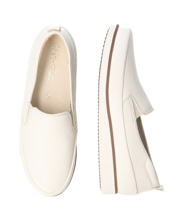 INTER-CHAUSSURES 【BUSSOLA】レザースリッポンスニーカー アイボリー