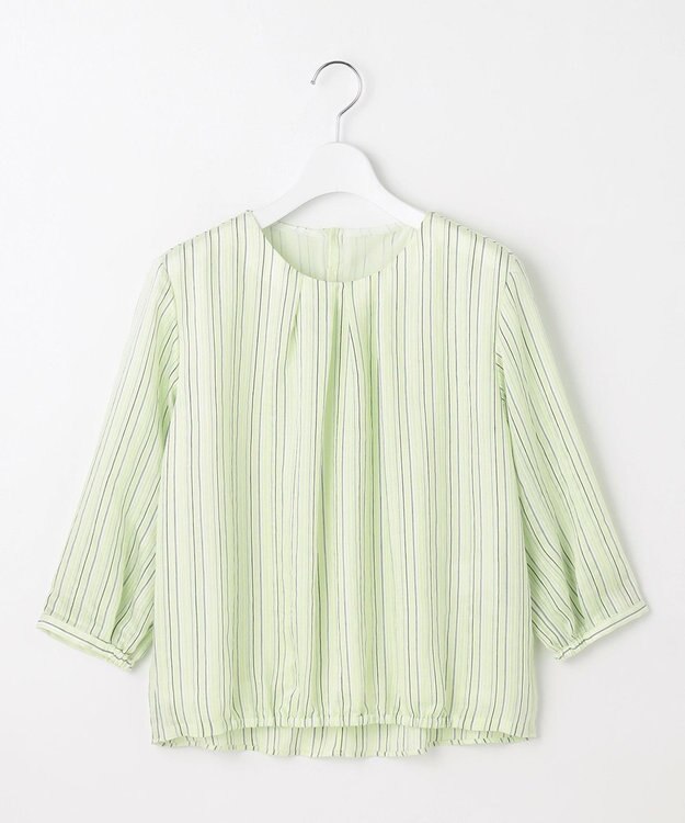 J.PRESS LADIES 【洗える】ランダムストライプ シアー プルオーバー カットソー ライムストライプ系