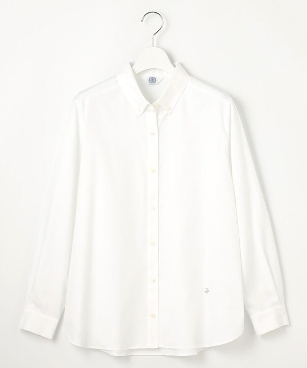 J.PRESS LADIES L 【洗える】PINオックス ボタンダウン シャツ ホワイト系