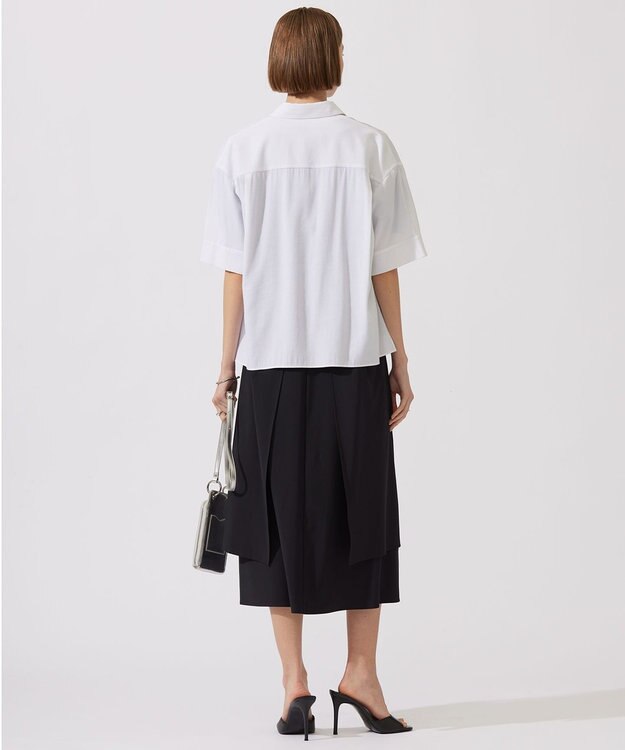 ICB 【洗える】T/Rドライリネン クロップドシャツ オフホワイト系