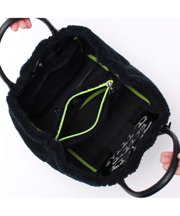 A.D.M.J. 【もこもこ】オスカー/コード刺しゅうキューブトート25cm(Dカン＋) PITCH BLACK