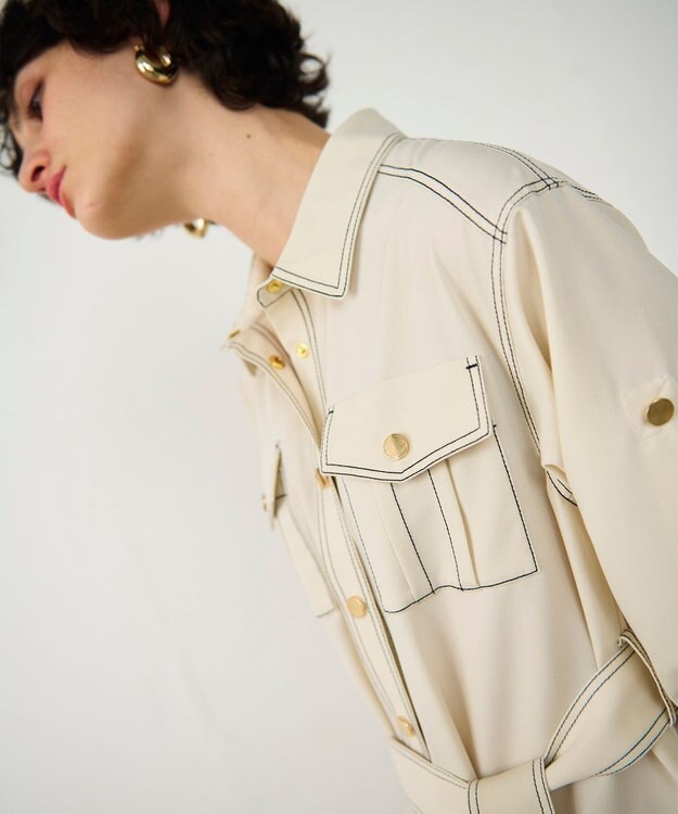 GRACE CONTINENTAL 配色ステッチワークシャツワンピース キナリ