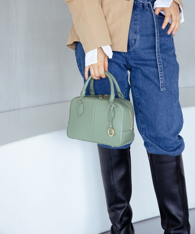 組曲 【ショルダーベルト付き】ミニボストンバッグ ピスタチオ系