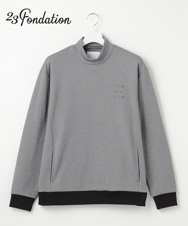 23区GOLF 【23Fondation/MEN】ストレッチ裏フリース モックネック ライトグレー系