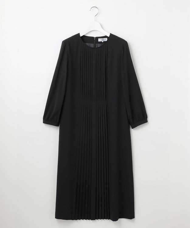 J.PRESS LADIES S 【洗える】ノルディス2wayジョーゼット フロントプリーツ ワンピース ブラック系