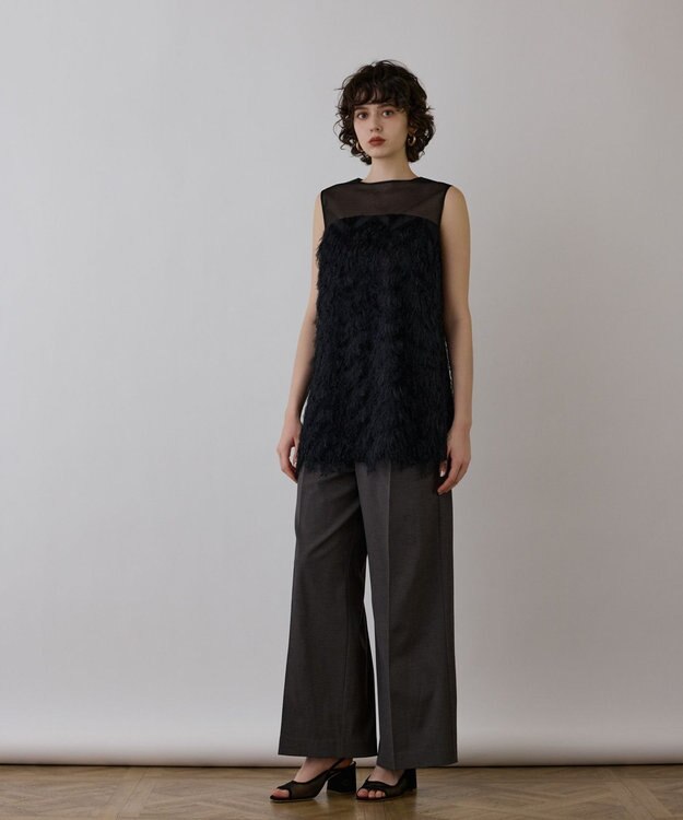 GRACE CONTINENTAL シアーフリンジノースリーブ ブラック