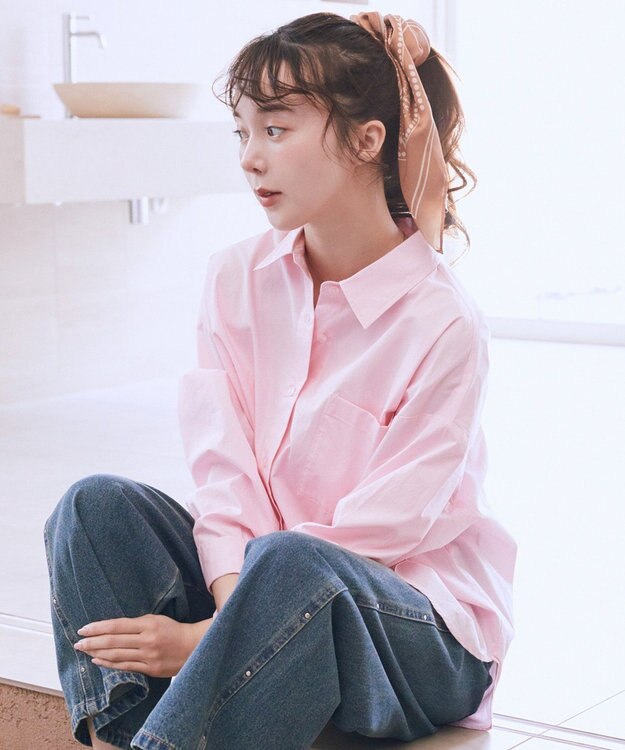 earth music&ecology バックツイストオーバーシャツ Light Pink