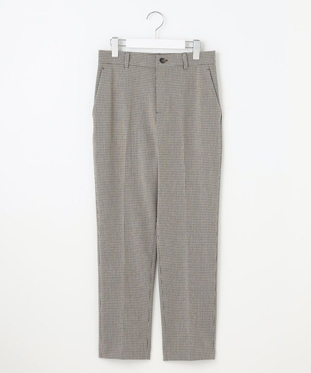 自由区 【撥水加工・洗える】TRギャバチェック柄テーパード パンツ ベージュ系チェック